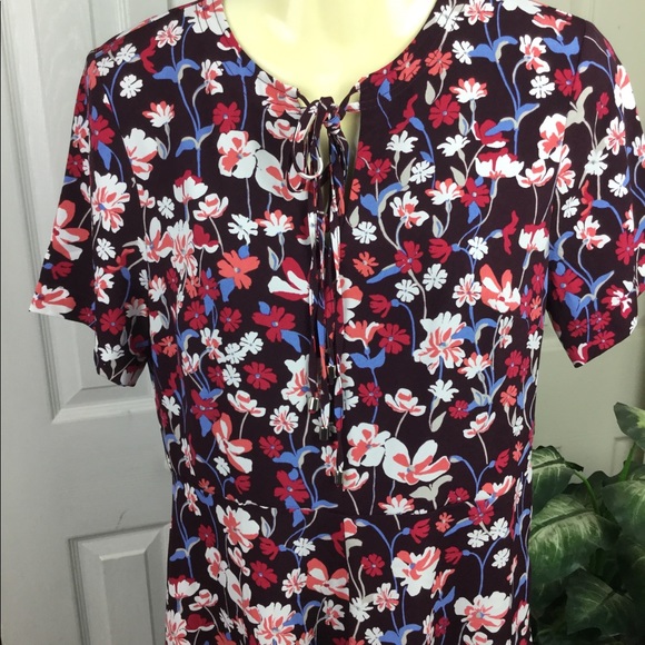 #32 Tommy HILFIGER BROOKSHIRE RED FLORAL Flare  DRESS - Picture 6 of 11